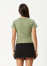 AFENDS Womens Karlee -  Baby Tee - Oil Green - Afends womens karlee   baby tee   oil green