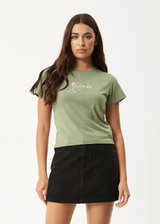 AFENDS Womens Karlee -  Baby Tee - Oil Green - Afends womens karlee   baby tee   oil green