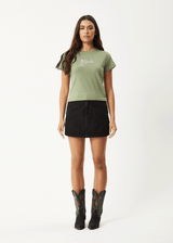 AFENDS Womens Karlee -  Baby Tee - Oil Green - Afends womens karlee   baby tee   oil green