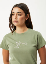 AFENDS Womens Karlee -  Baby Tee - Oil Green - Afends womens karlee   baby tee   oil green
