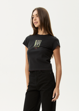 AFENDS Womens Walking -  Baby Tee - Stone Black - Afends womens walking   baby tee   stone black