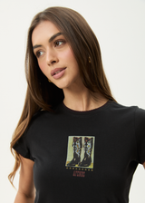 AFENDS Womens Walking -  Baby Tee - Stone Black - Afends womens walking   baby tee   stone black