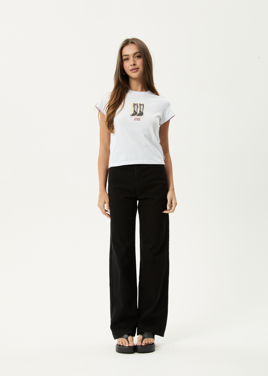 AFENDS Womens Walking - Baby Tee - White
