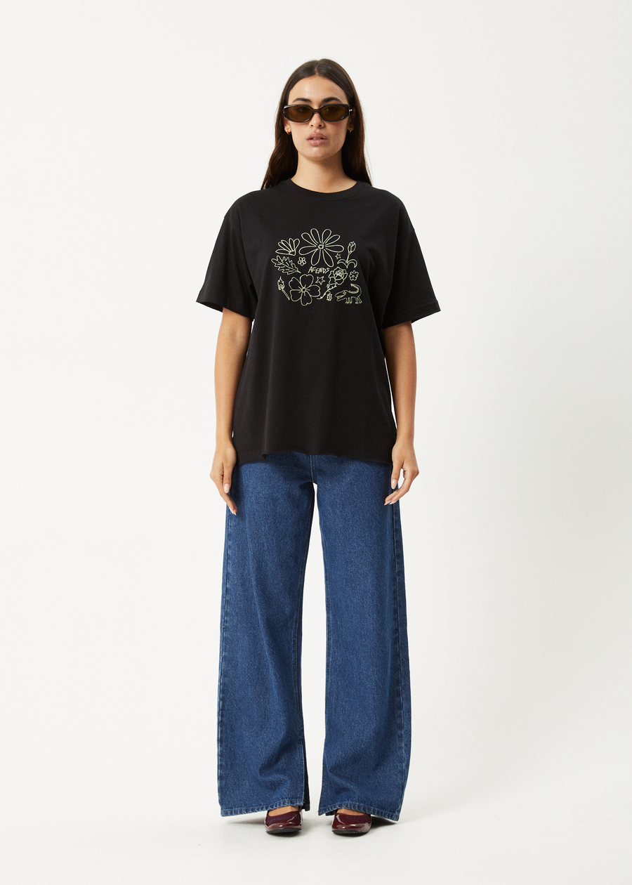 AFENDS Womens Shapes - Oversized Tee - Black