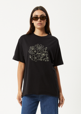 AFENDS Womens Shapes -  Oversized Tee - Black - Afends womens shapes   oversized tee   black