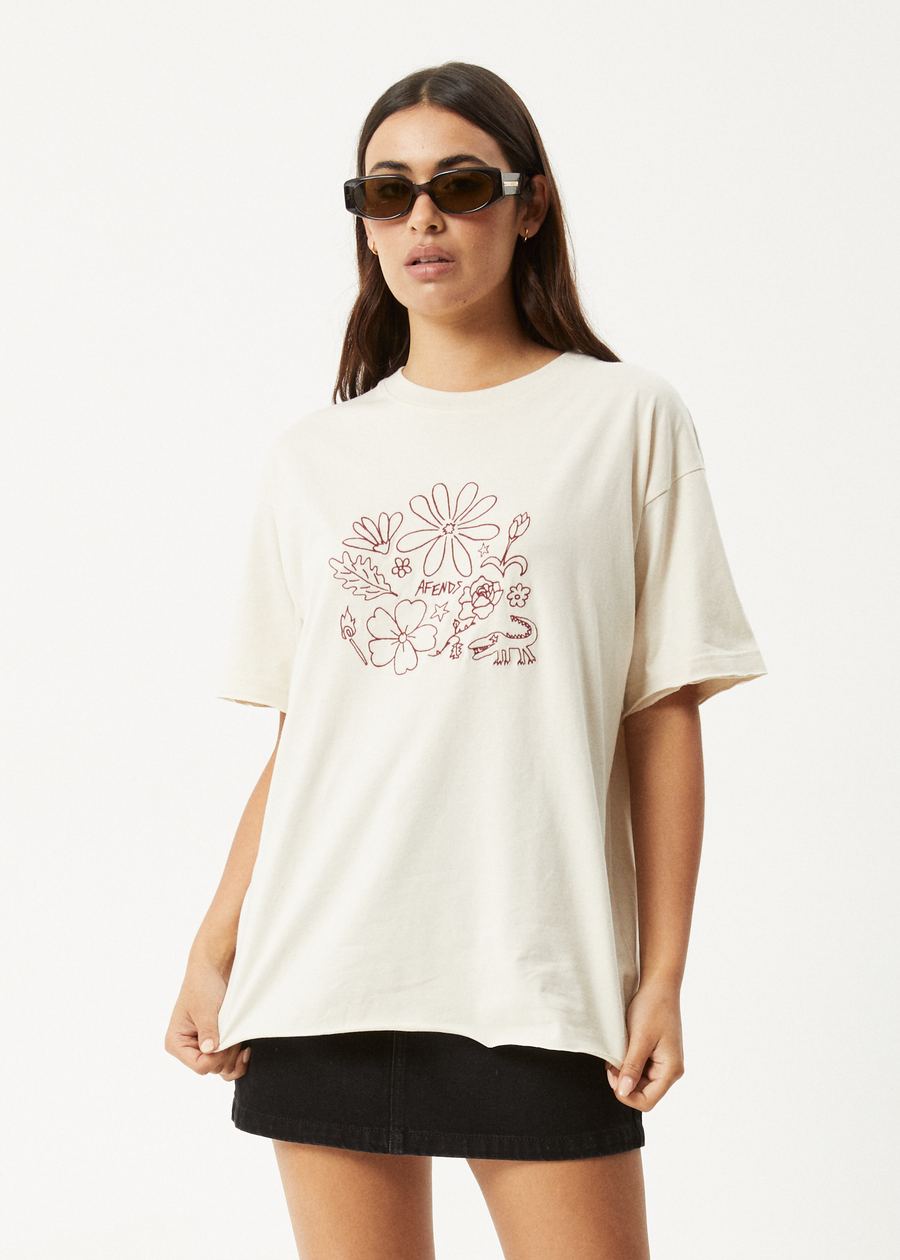 AFENDS Womens Shapes - Oversized Tee - Moonbeam