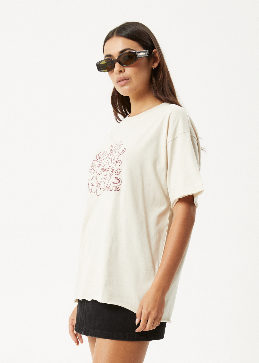 AFENDS Womens Shapes - Oversized Tee - Moonbeam