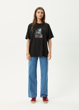 AFENDS Womens Cosmic Cow - Oversized Tee - Stone Black - Afends womens cosmic cow   oversized tee   stone black