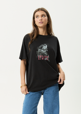AFENDS Womens Cosmic Cow - Oversized Tee - Stone Black - Afends womens cosmic cow   oversized tee   stone black