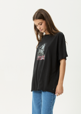 AFENDS Womens Cosmic Cow - Oversized Tee - Stone Black - Afends womens cosmic cow   oversized tee   stone black