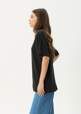 AFENDS Womens Cosmic Cow - Oversized Tee - Stone Black - Afends womens cosmic cow   oversized tee   stone black