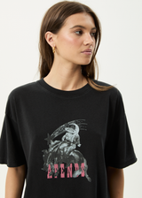 AFENDS Womens Cosmic Cow - Oversized Tee - Stone Black - Afends womens cosmic cow   oversized tee   stone black