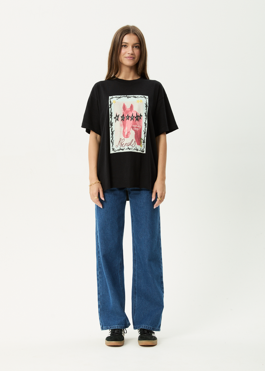 AFENDS Womens Horsegirl - Oversized Tee - Black