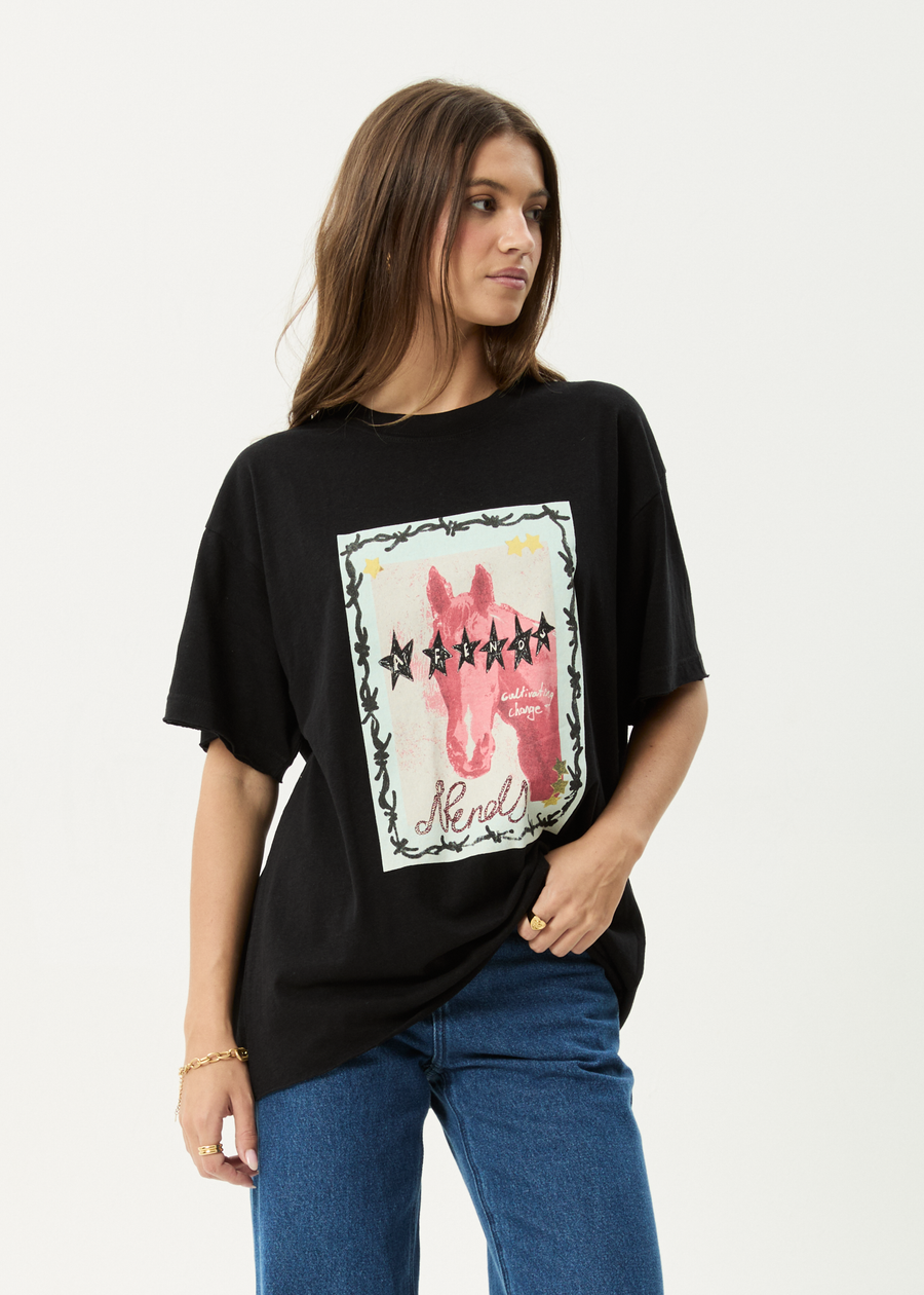 AFENDS Womens Horsegirl - Oversized Tee - Black