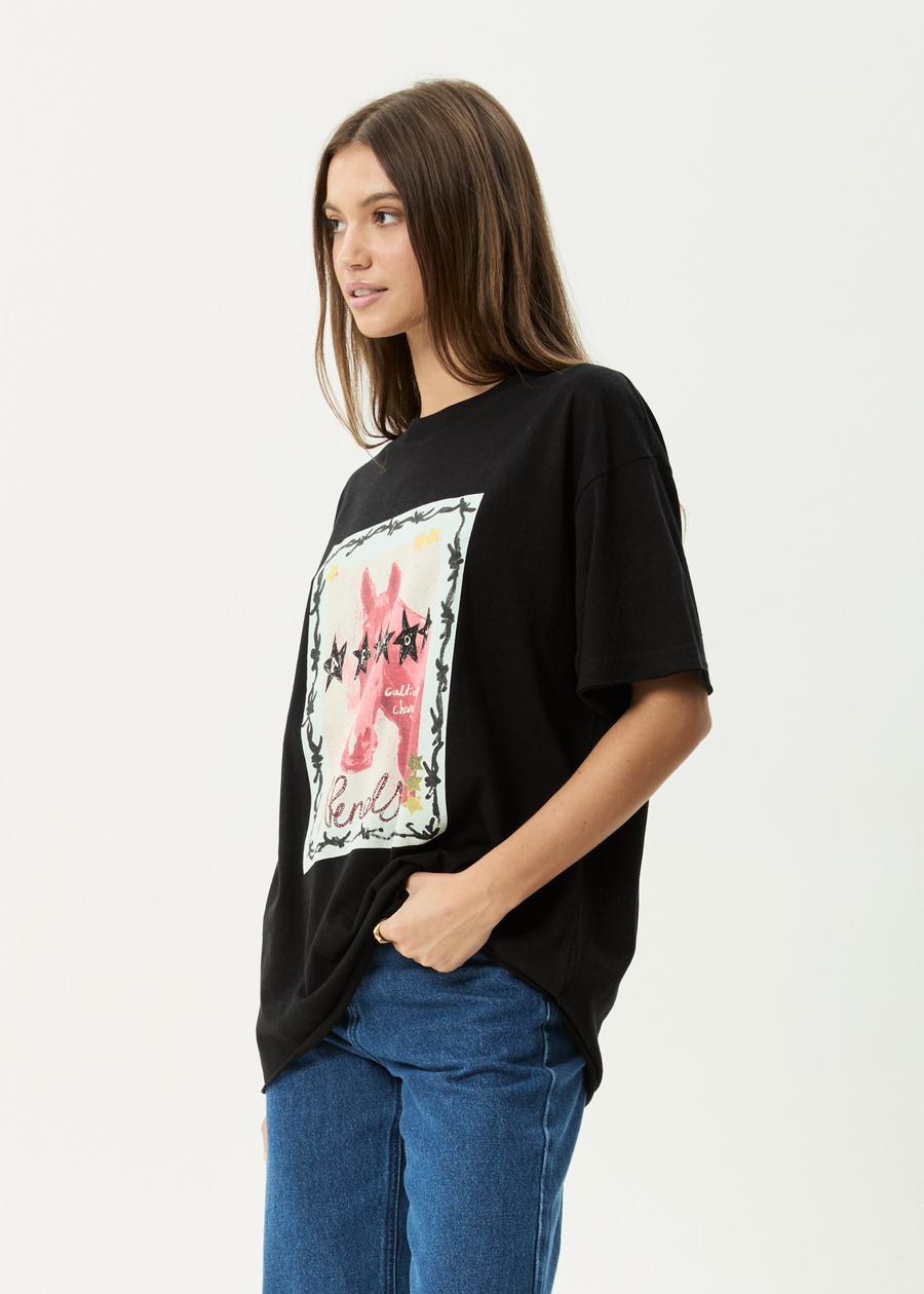 AFENDS Womens Horsegirl - Oversized Tee - Black