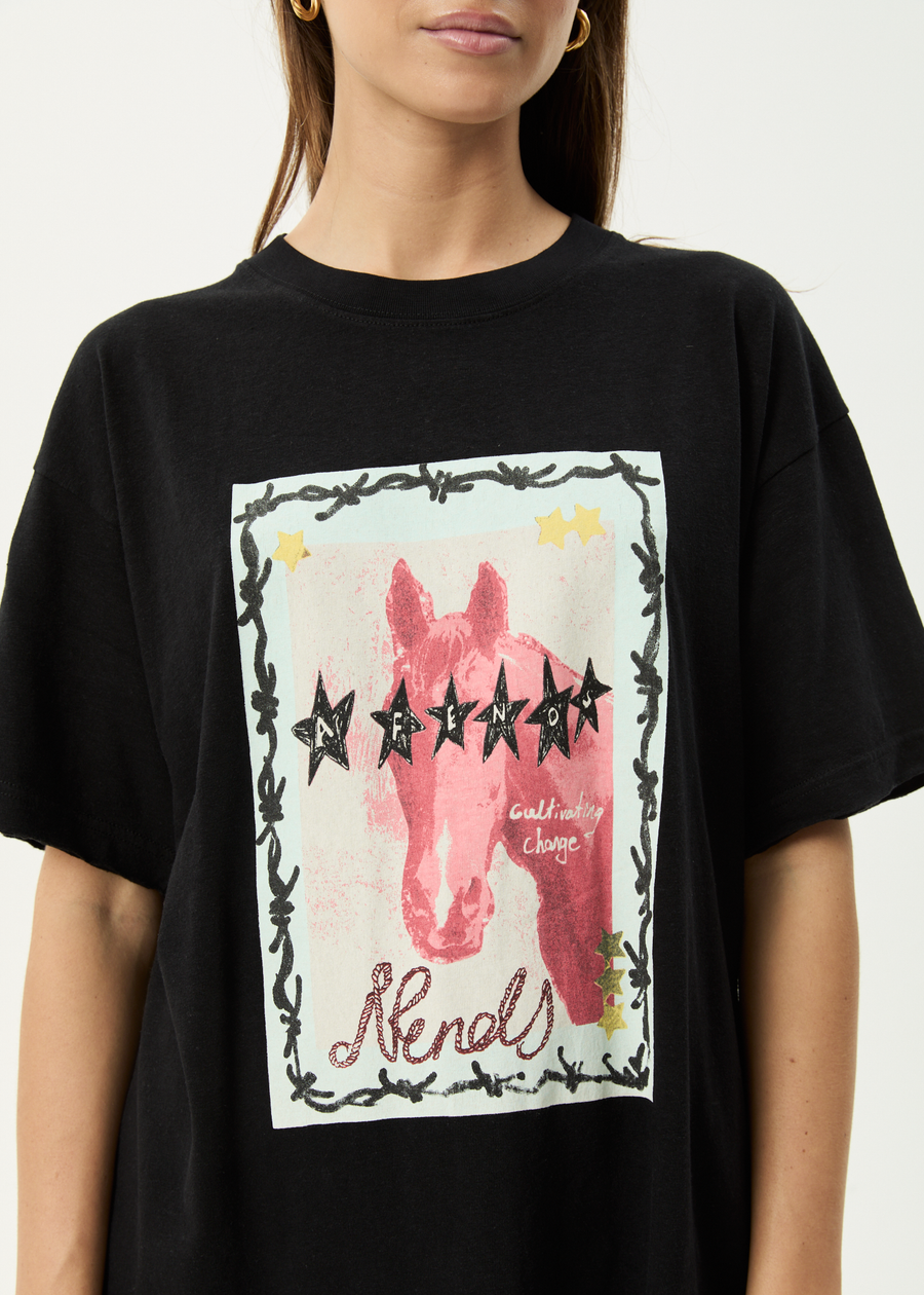 AFENDS Womens Horsegirl - Oversized Tee - Black