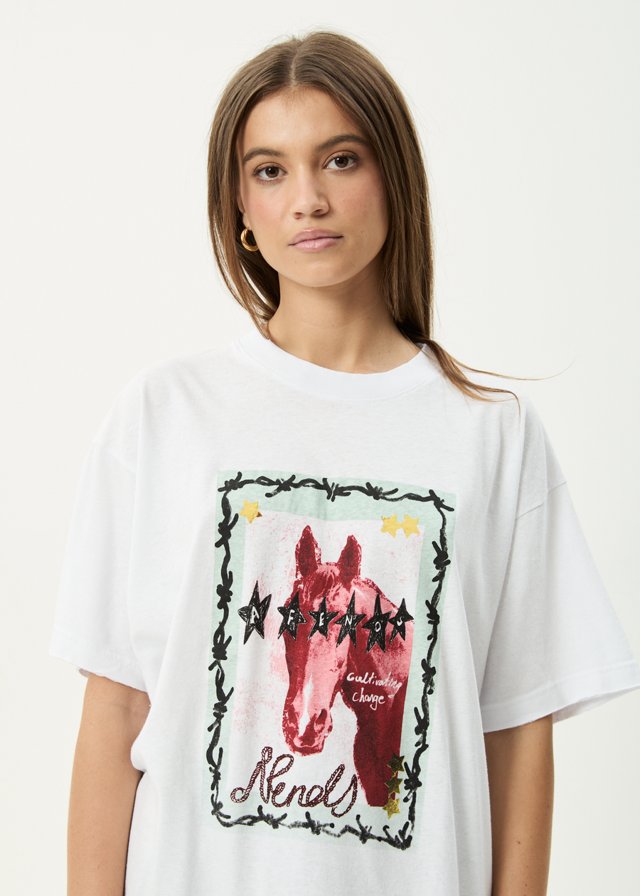 AFENDS Womens Horsegirl - Oversized Tee - White