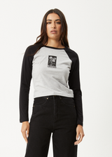 AFENDS Womens Adele -  Long Sleeve Raglan Tee - Black / Grey Marle - Afends womens adele   long sleeve raglan tee   black / grey marle