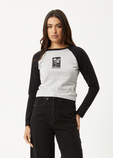 AFENDS Womens Adele -  Long Sleeve Raglan Tee - Black / Grey Marle - Afends womens adele   long sleeve raglan tee   black / grey marle