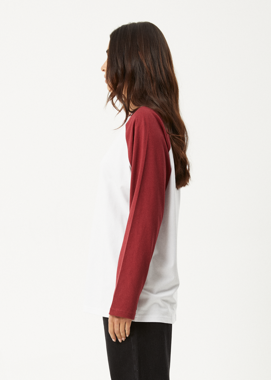 AFENDS Womens Ryan - Oversized Long Sleeve Raglan Tee - Burgundy