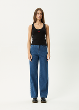 AFENDS Womens Hardware -   Rib Singlet - Black - Afends womens hardware   rib singlet   black