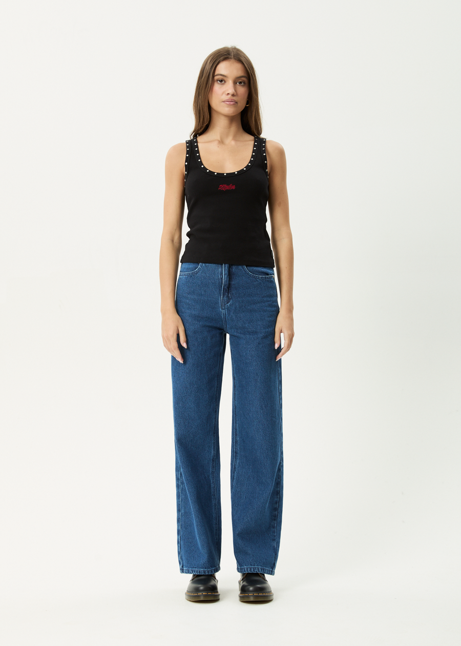 AFENDS Womens Hardware - Rib Singlet - Black