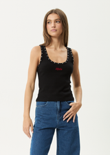 AFENDS Womens Hardware -   Rib Singlet - Black - Afends womens hardware   rib singlet   black
