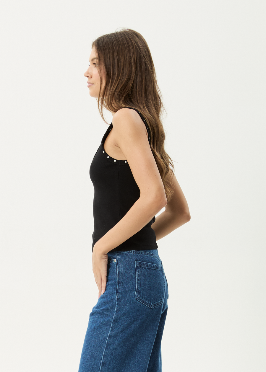 AFENDS Womens Hardware - Rib Singlet - Black