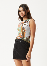 AFENDS Womens Karlee -  Sheer Tank - Multi - Afends womens karlee   sheer tank   multi