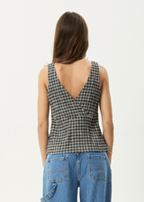 AFENDS Womens Giselle Asta - Seersucker Top - Steel Check - Afends womens giselle asta   seersucker top   steel check