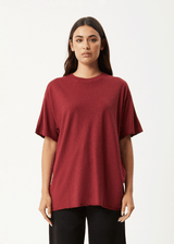 AFENDS Womens Slay - Oversized Tee - Burgundy - Afends womens slay   oversized tee   burgundy