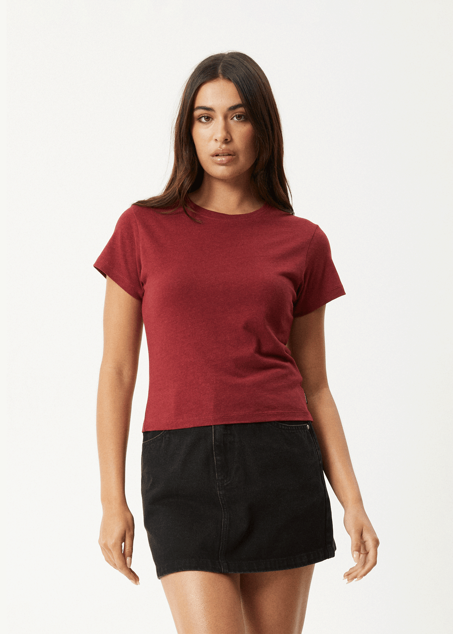 AFENDS Womens Carmen - Baby Tee - Burgundy