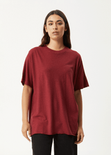 AFENDS Womens Slay - Oversized Tee - Burgundy - Afends womens slay   oversized tee   burgundy