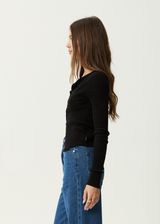 AFENDS Womens Bronte -  Knit Cardigan - Black - Afends womens bronte   knit cardigan   black