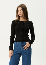 AFENDS Womens Bronte -  Knit Cardigan - Black - Afends womens bronte   knit cardigan   black