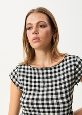 AFENDS Womens Rowan - Seersucker Top - Black / White - Afends womens rowan   seersucker top   black / white