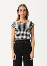 AFENDS Womens Rowan - Seersucker Top - Black / White - Afends womens rowan   seersucker top   black / white