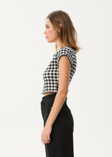 AFENDS Womens Rowan - Seersucker Top - Black / White - Afends womens rowan   seersucker top   black / white
