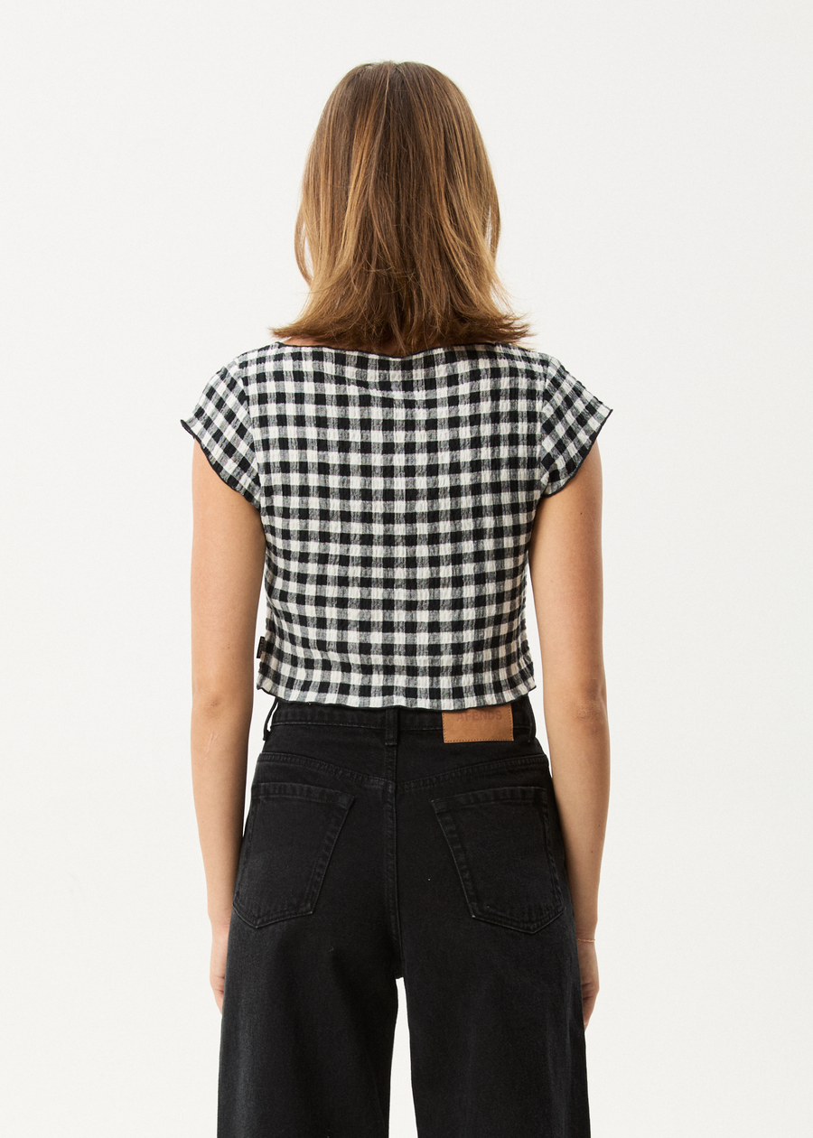 AFENDS Womens Rowan - Seersucker Top - Black / White