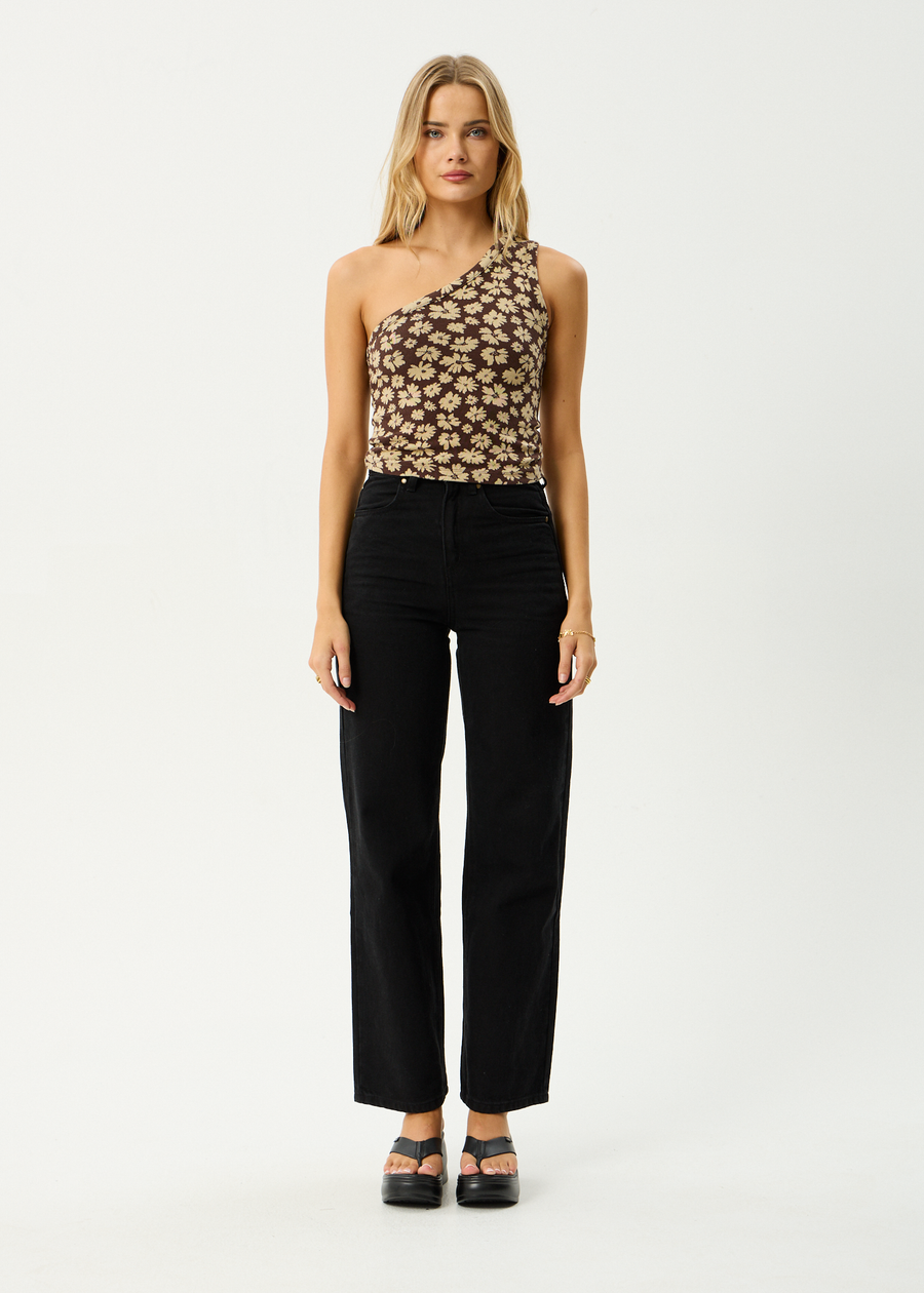 AFENDS Womens Astoria - One Shoulder Top - Coffee