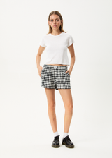 AFENDS Womens Rowan - Seersucker Boxer Short - Black / White - Afends womens rowan   seersucker boxer short   black / white