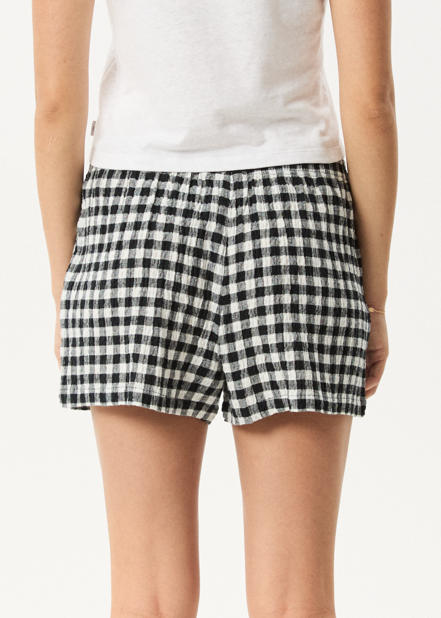 AFENDS Womens Rowan - Seersucker Boxer Short - Black / White