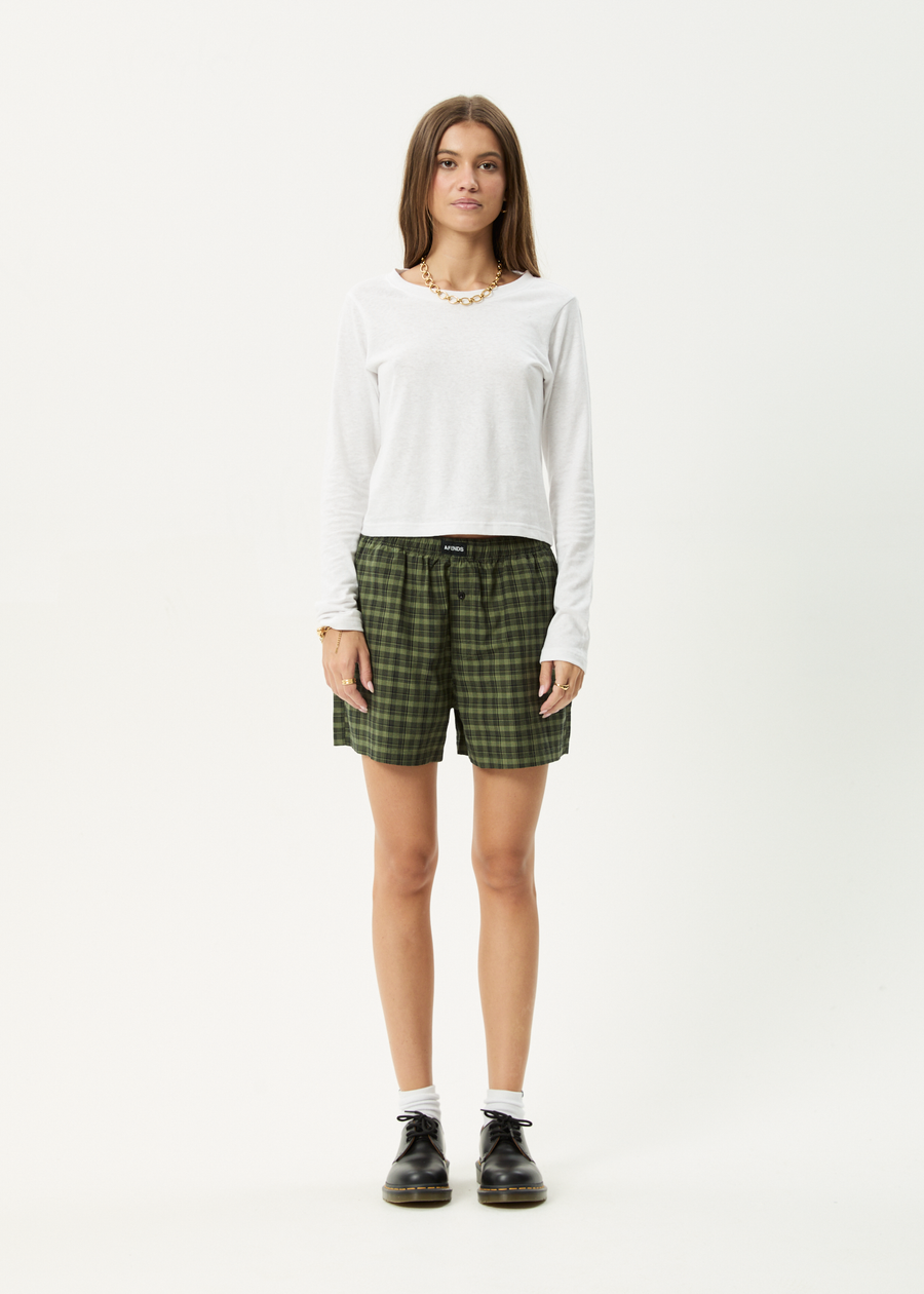 AFENDS Womens Ghost - Boxer Short - Oil Green
