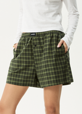 AFENDS Womens Ghost - Boxer Short - Oil Green - Afends womens ghost   boxer short   oil green