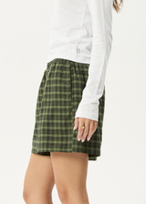 AFENDS Womens Ghost - Boxer Short - Oil Green - Afends womens ghost   boxer short   oil green