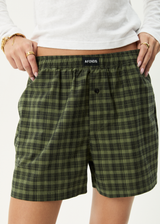 AFENDS Womens Ghost - Boxer Short - Oil Green - Afends womens ghost   boxer short   oil green