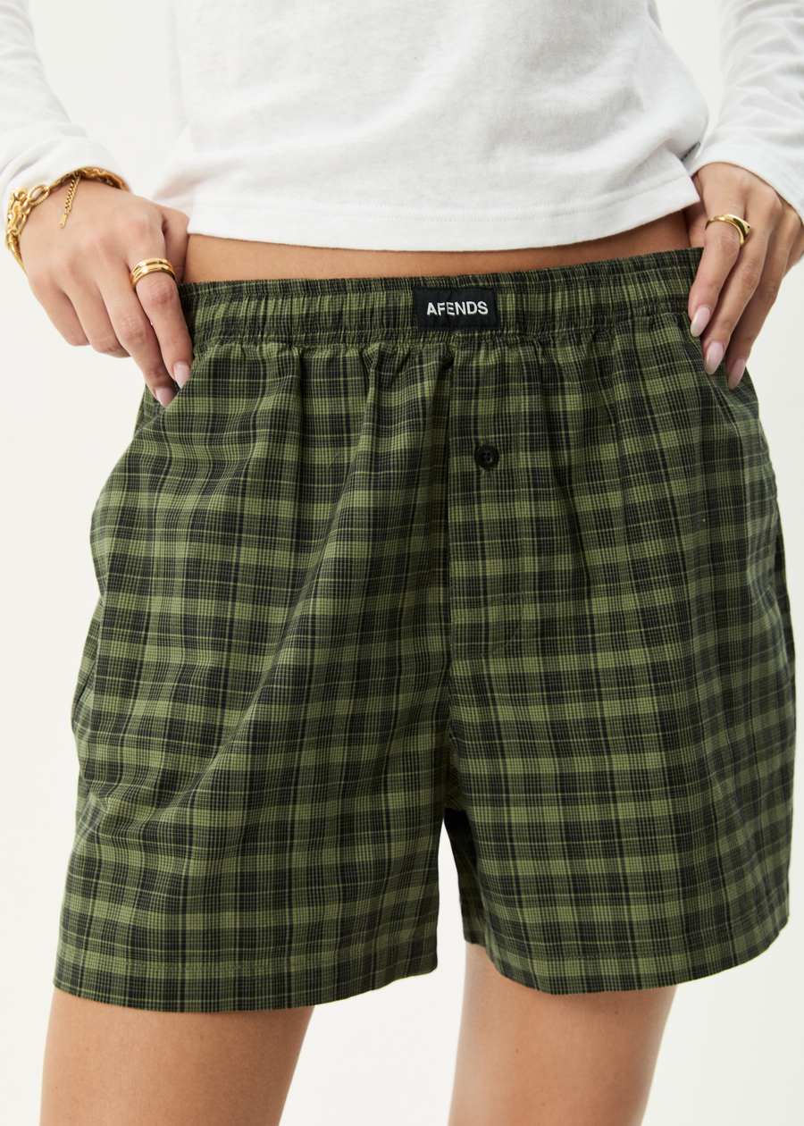AFENDS Womens Ghost - Boxer Short - Oil Green