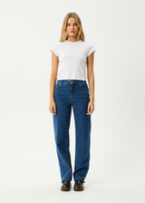 AFENDS Womens Leila - Straight Leg Jean - Authentic Blue - Afends womens leila   straight leg jean   authentic blue