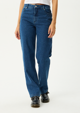 AFENDS Womens Leila - Straight Leg Jean - Authentic Blue - Afends womens leila   straight leg jean   authentic blue