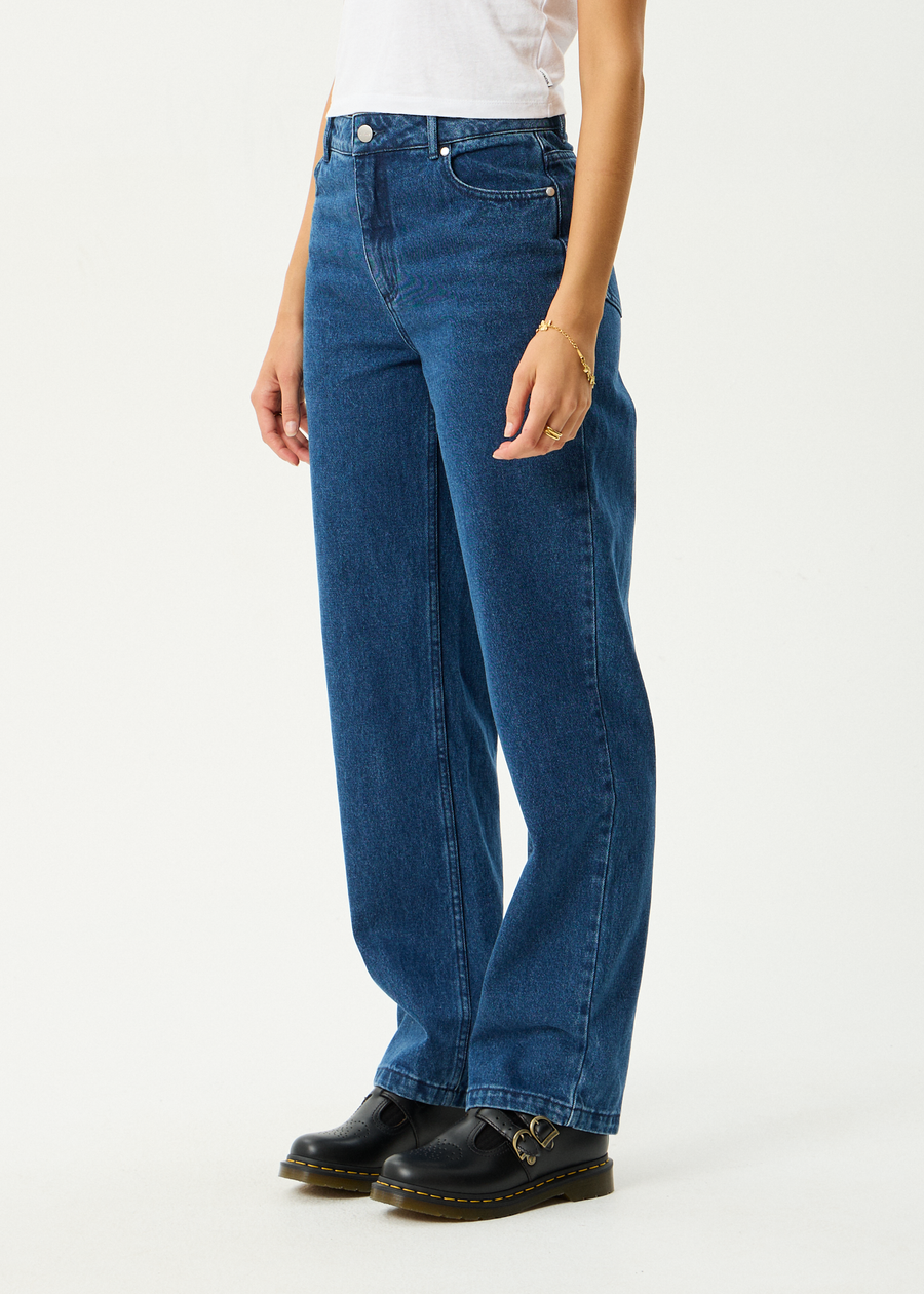 AFENDS Womens Leila - Straight Leg Jean - Authentic Blue